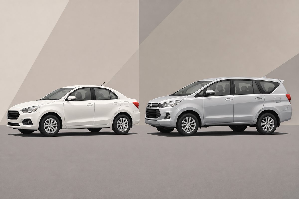 Sedan and MUV taxi comparison side by side