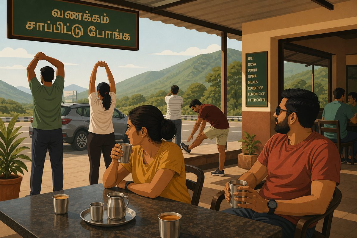 Roadside dhaba break on long drive