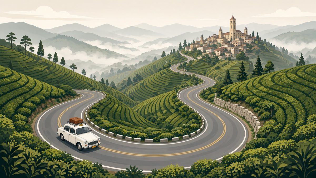 Hill road switchbacks to Ooty