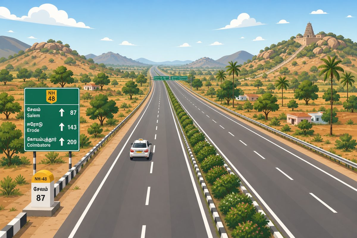 NH-48 highway through Vellore