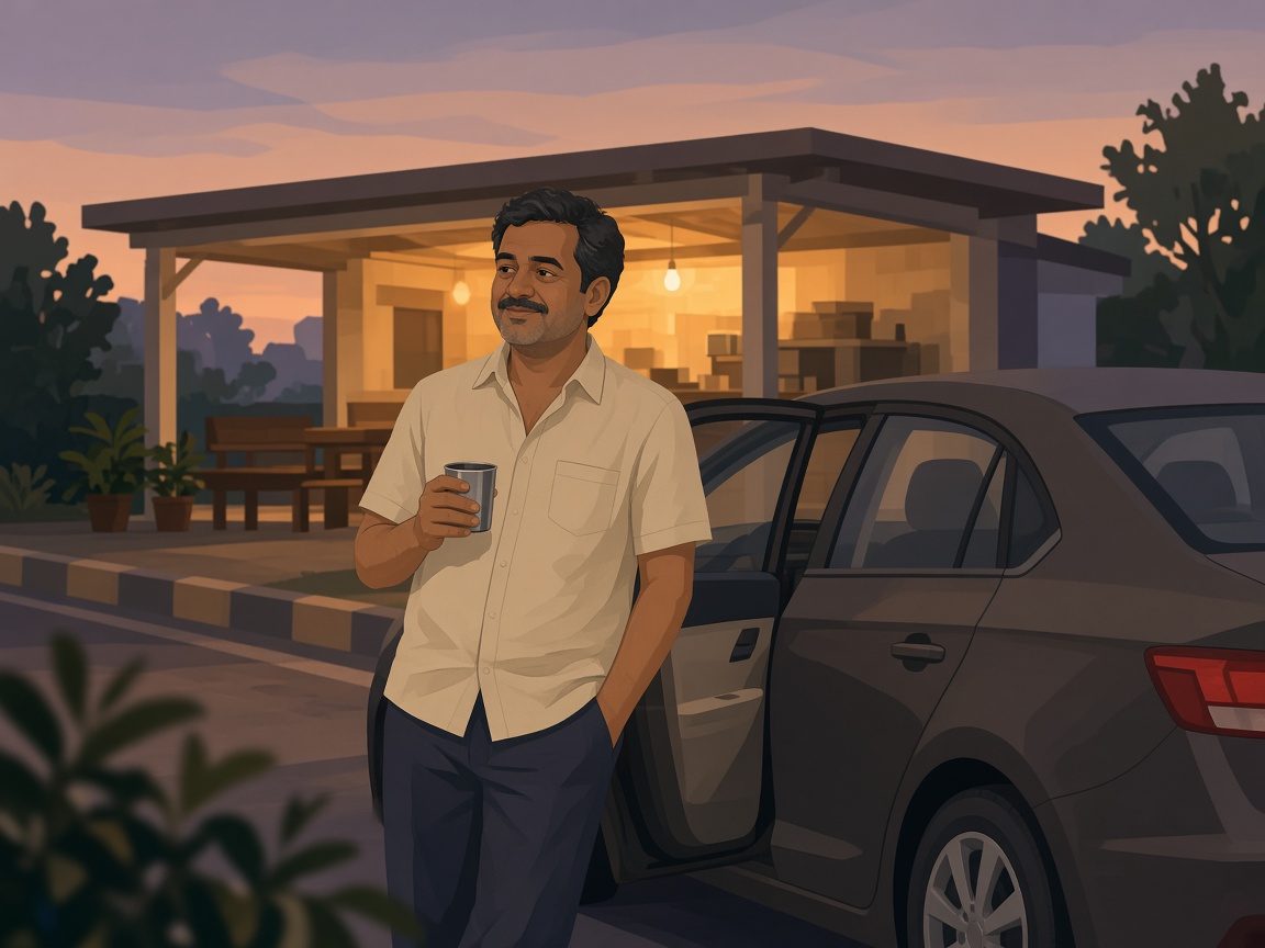 Driver resting beside parked cab