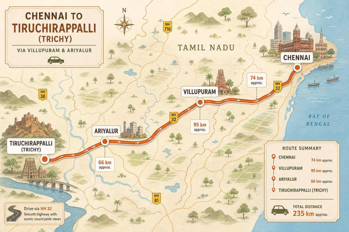 Chennai to Trichy route map