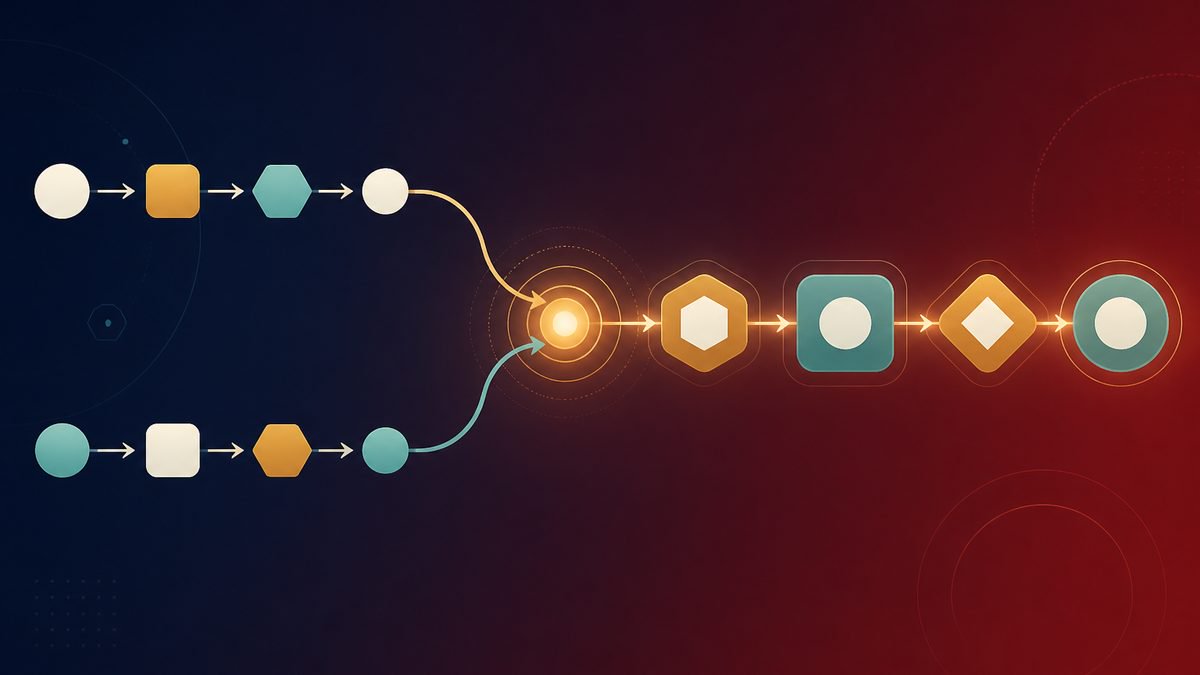 Separate workflows connected into one automated pipeline