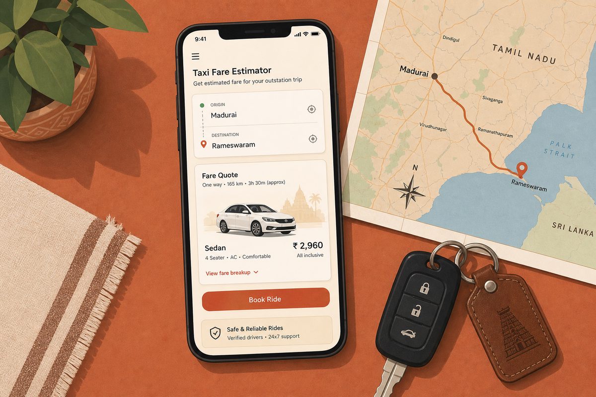 Fare estimator app on mobile screen