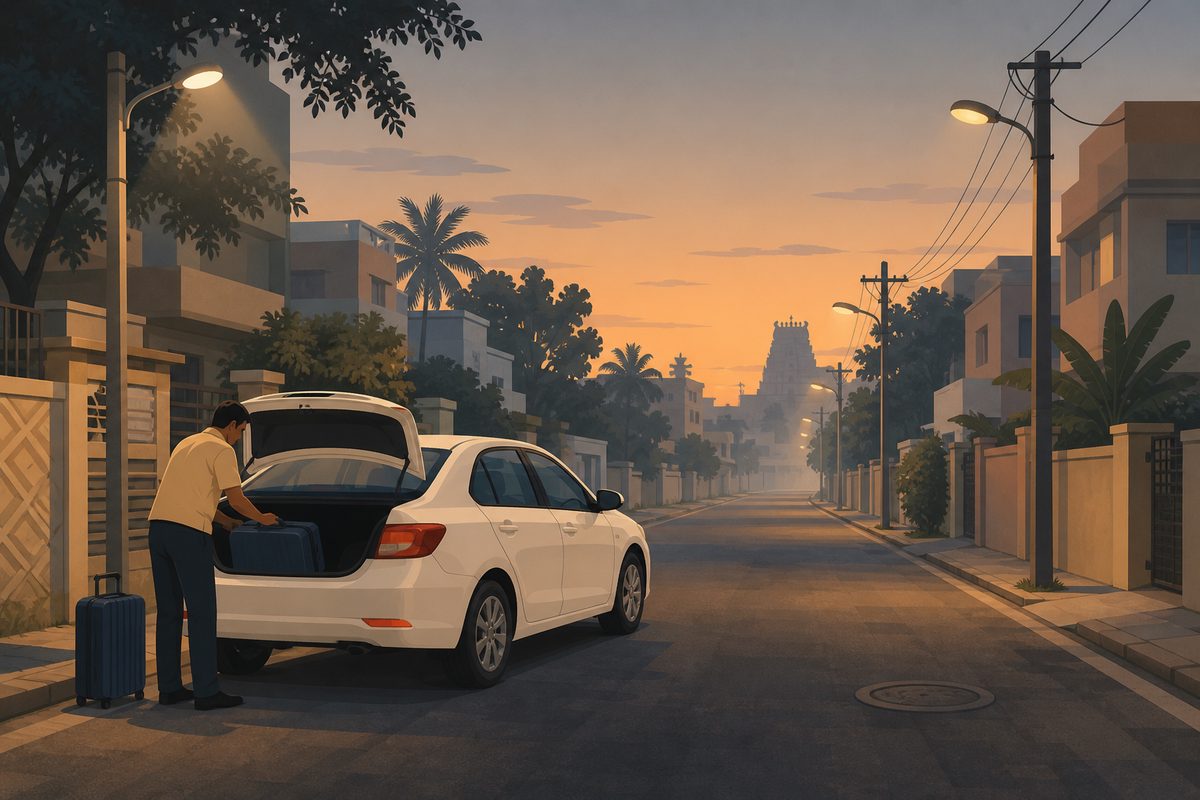 Early morning taxi departure Chennai