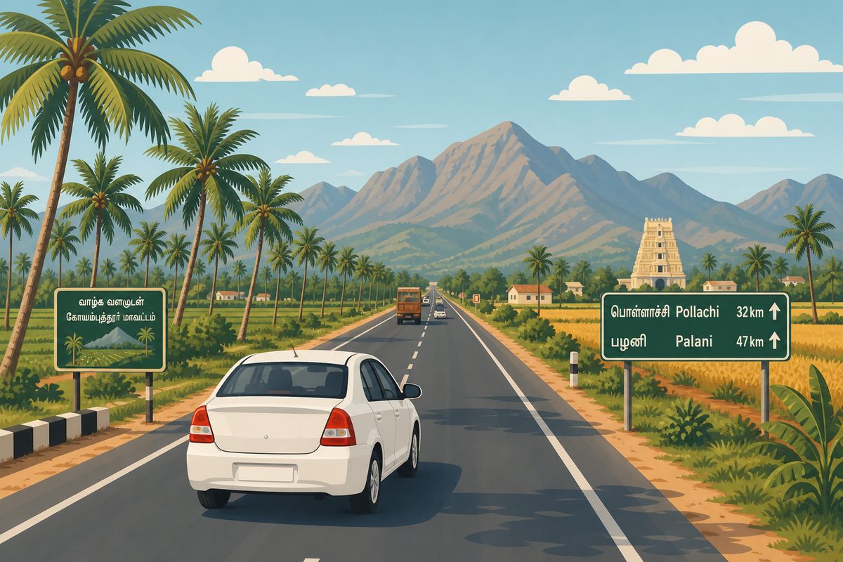 Pollachi to Palani highway stretch
