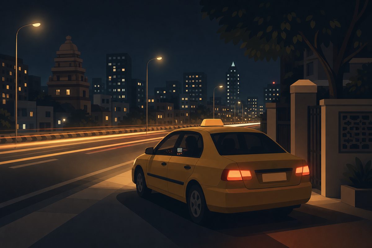 Night departure from Chennai highway